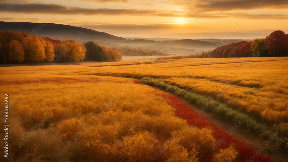 sunrise over the autumn field