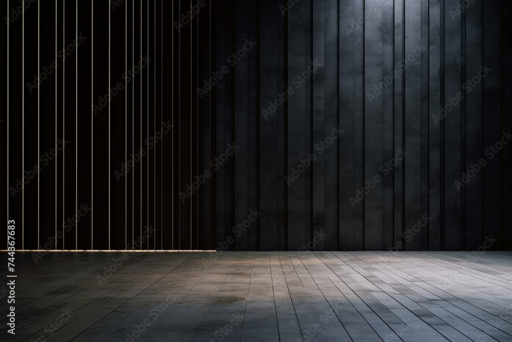 abstract background from black wall with floor and sunlight - obrazy, fototapety, plakaty 