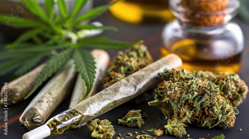 Wallpaper Mural Marijuana buds with marijuana joints and cannabis oil. Torontodigital.ca