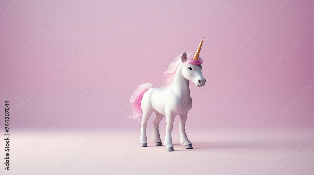 Minimalistic Unicorn Model in Pastel Setting. Generative AI. Minimalistic Unicorn Model in Pastel Setting. Generative AI.