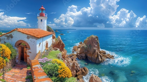 United Kingdom, Channel Islands, Jersey, Corbiere Lighthouse, Beautiful La Corbiere lighthouse perched. © haizah