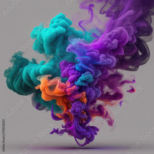 abstract colorful smoke or colorful smoke or colorful smoke isolated on white