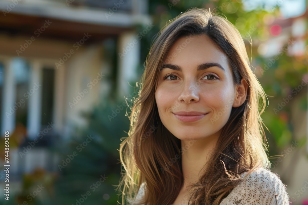 Close up portrait of a beautiful young woman with brown hair, outdoors Close up portrait of a beautiful young woman with brown hair, outdoors