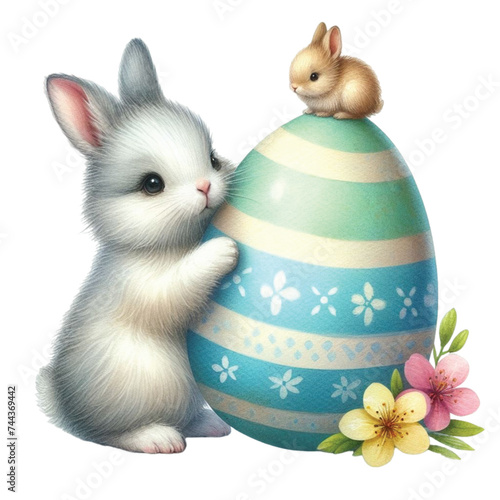 easter bunny with easter eggs