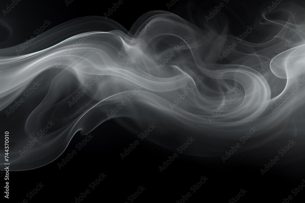 Abstract fog. White cloudiness, haze or smog moves on black background. Beautiful swirling gray smoke. Mockup of your logo. Wide angle horizontal wallpaper or web banner Abstract fog. White cloudiness, haze or smog moves on black background. Beautiful swirling gray smoke. Mockup of your logo. Wide angle horizontal wallpaper or web banner