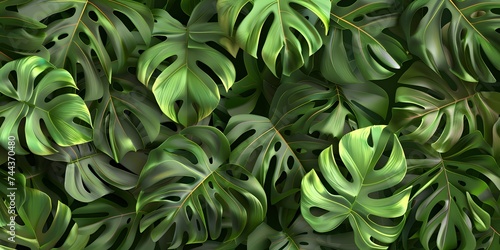 Seamless monstera pattern. Vintage botanical 3d illustration for printing fabric, wrapping paper, packaging.