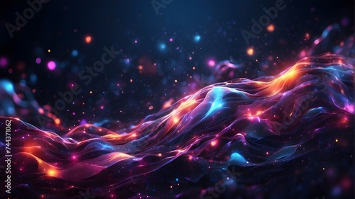 Abstract Background with Radiant Particles for Galaxy Design, Glowing Particle Abstract Background for Galaxy Theme, Abstract Glowing Particles for Galaxy-inspired Design, Abstract Background 