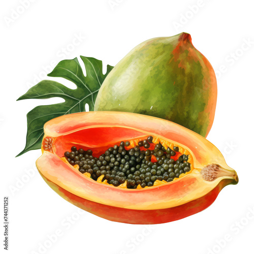 Wallpaper Mural fruit - Favorite flavors. Papaya .,  Papaya   illustration watercolor Torontodigital.ca