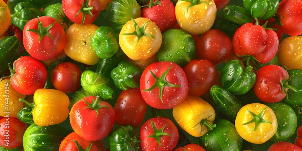 Heap Of Whole Wet Tomatoes And Cucumbers Seamless Background For heap-of-whole-wet-tomatoes-and-cucumbers-seamless-background-for