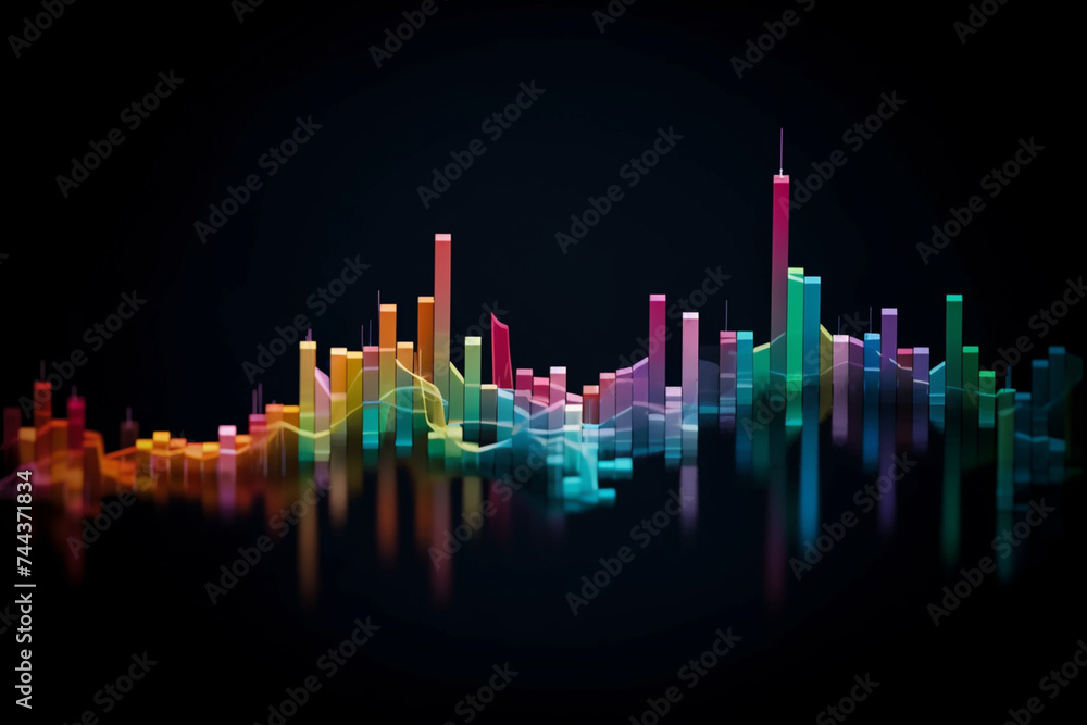 abstract multi colored line chart symbolizing stock markets, currency rates, stock prices, inflation etc