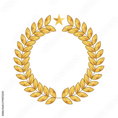 Gold laurel wreath award logo vector illustration. Laurel icon isolated on white background. Vector art. Set of foliate award wreath for cinema festival.