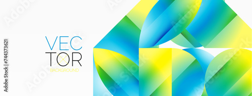 Serene gradient template. Circles and triangles mingle in minimalist perfection. Gentle fusion of forms and hues creates balanced yet captivating backdrop, embodying modern sophistication