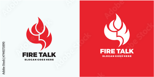 Fire Flame vector logo design, Fire icon simple logo design template. photo