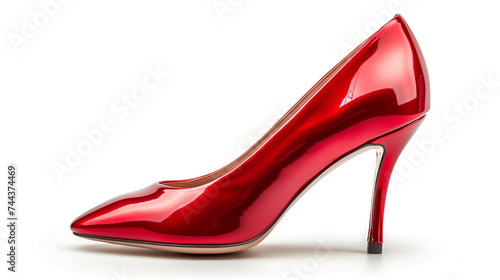 Beautiful Red Women's High Heels Isolated on White Background, Elegant Footwear for Fashion Enthusiasts, Generative Ai