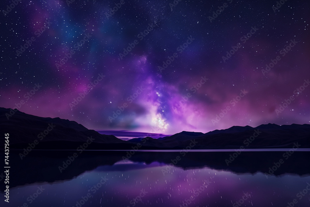 Beautiful starry night sky under mountains Beautiful starry night sky under mountains