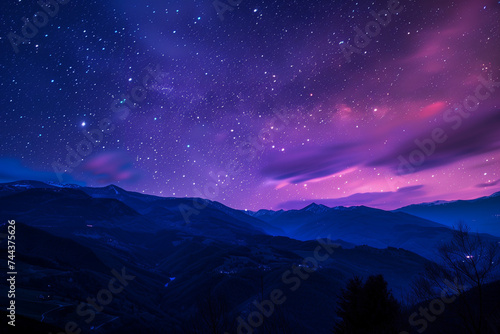 Beautiful starry night sky under mountains © Ekaterina Shvaygert