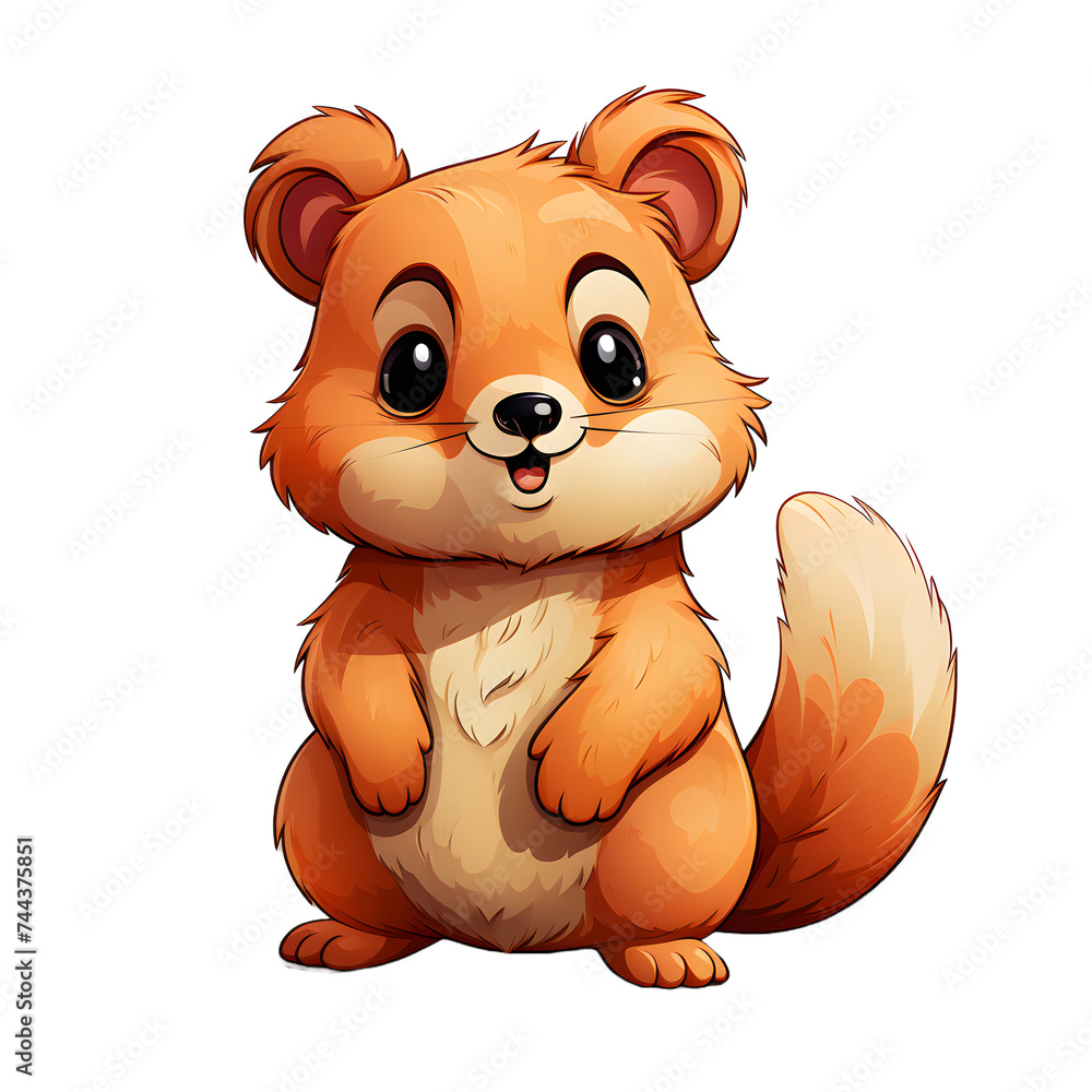 Fototapeta premium Cute Quokka Cartoon Illustration Isolated on Transparent Background