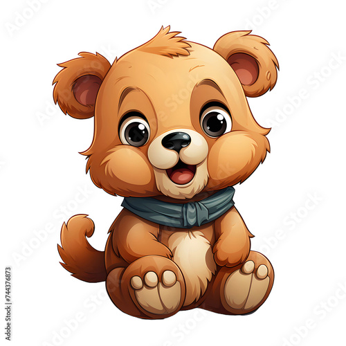 Cute Bear Cartoon Illustration Isolated on Transparent Background. Teddy Bear Doll