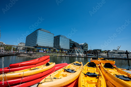 Kayaks and paddleboards rental at recreation pier in the Wharf in Washington, D.C