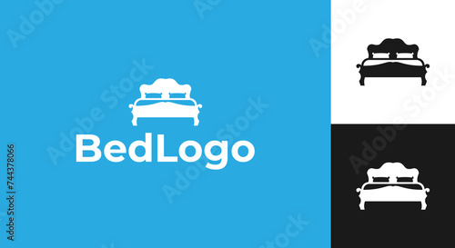 bed logo vector illustration, sleep bed logo template