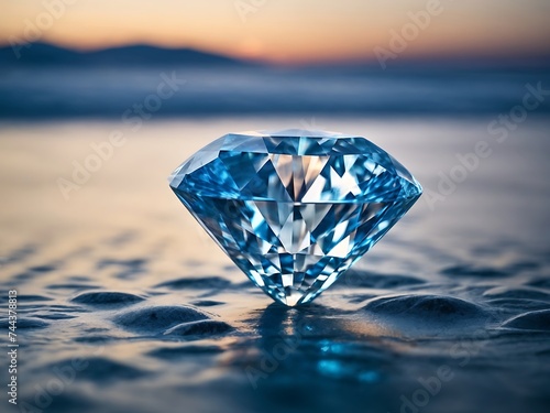 diamond on blue background