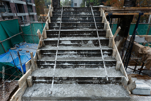 Stairwell construction at a construction site