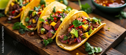 Delicious and Colorful Mexican Tacos - A Yummy Trio of Traditional Street Food Favorites