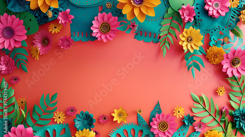 Mexican background caps, flowers, Cinco de Mayo holiday background, wood Mexico holiday vacation, background with sombrero straw, ai generated