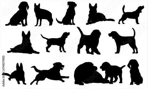 Vector silhouette of a dog on a white background
