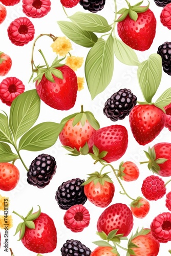 Berry pattern on white background