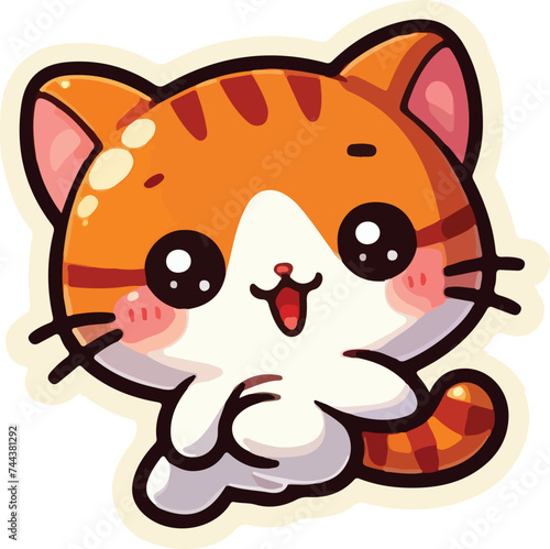 Fototapeta Naklejka Na Ścianę i Meble -  Cute Cat Sticker Vector illustration