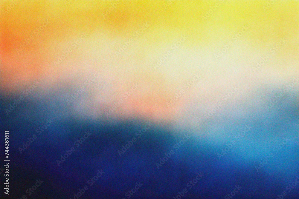 blue and yellow grainy or noisy gradient. nostalgia and uniqueness abstract background. card for book, music covers, web design and product packaging.