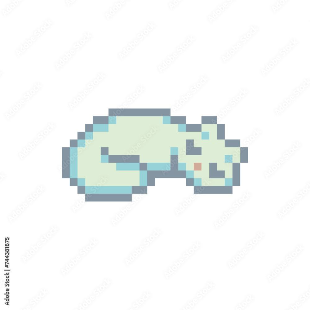Obraz premium Sleeping kitten. Cat icon. 80s style pixel art. Logo pet shop, mobile applications. Stickers design. Video game sprite. Isolated vector illustration.