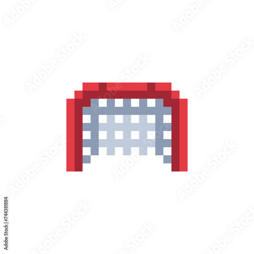 Goal net emoji, pixel art vector illustration, design for logo, sticker, mobile app. Game assets 1-bit sprite.