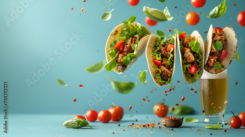 mexican food festival, sizzling beef fajita platter, tortilla to a foodie , Cinco de mayo together at a festive table, food photography, ai generated 