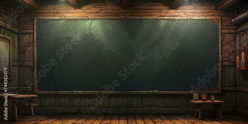 Blank Chalkboard in the Classroom. Back to School