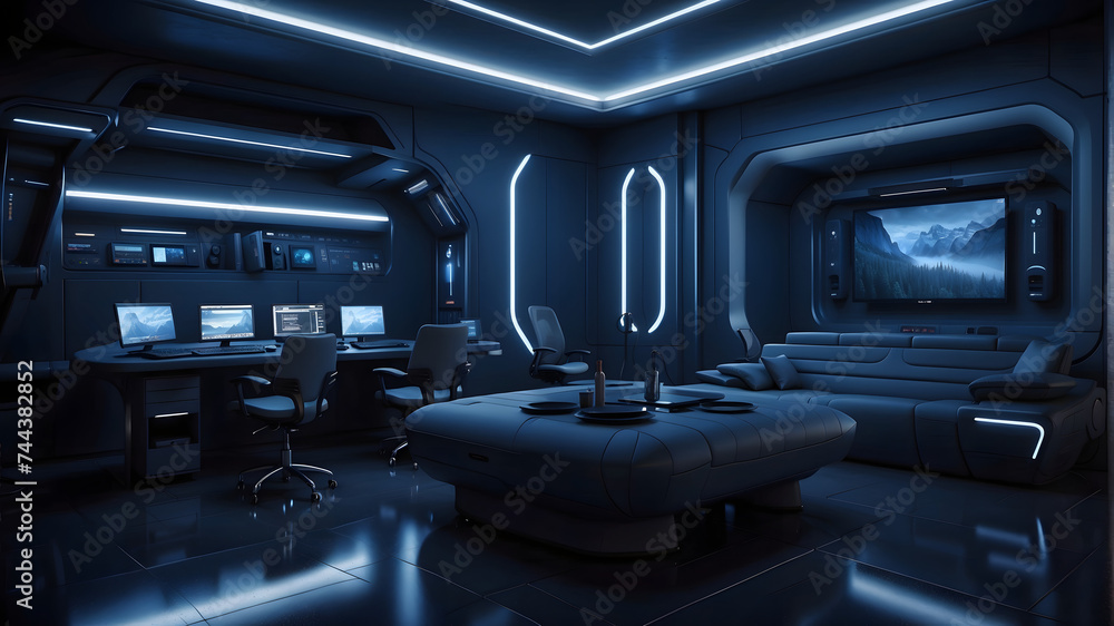 Cuarto futurista moderno de lujo Cuarto futurista moderno de lujo