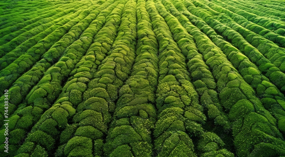 Fototapeta premium green tea plantation, Ariel view of green tea farm