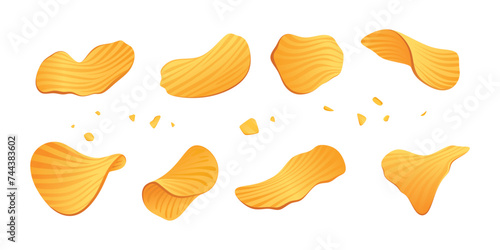 set of potato chips vector element