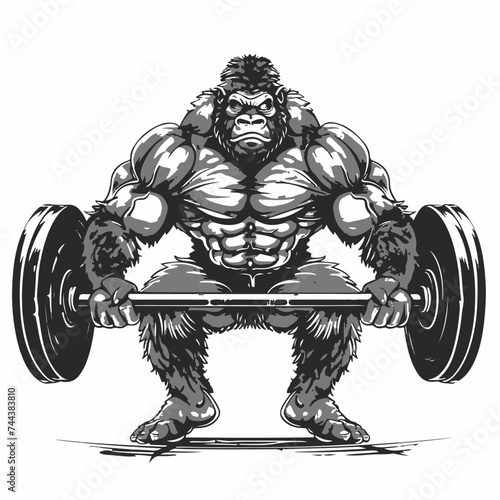 Bodybuilding concept with gorilla