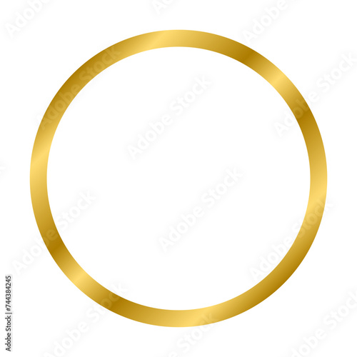Gold shiny glowing vintage circle frame with shadows isolated on white background. Gold realistic square border. Vector illustration