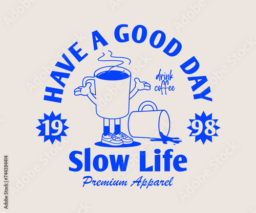 cartoon character of coffee Graphic Design for T shirt Street Wear and Urban Style