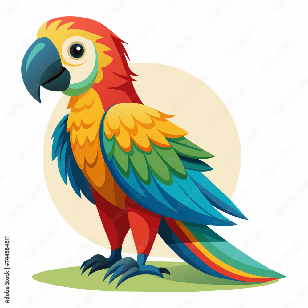 Fototapeta premium Perrot bird animal pet vector illustration cartoon pretty cute 