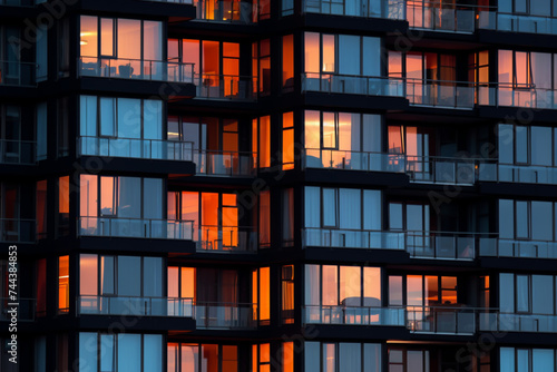 apartment building at dusk