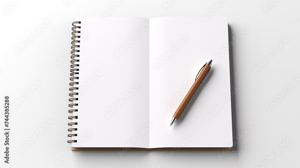 Blank white notepad with a pen Blank white notepad with a pen