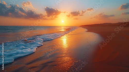 shoreline sunset. A scenic sunset over a Danish beach. © haizah