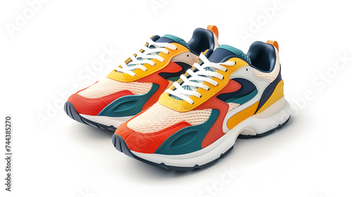 Colorful Cool Running Sneakers Mockup PNG File, Isolated Sports Shoes Design Template, Trendy Footwear Product Display, Athletic Shoe Concept, Generative AI

