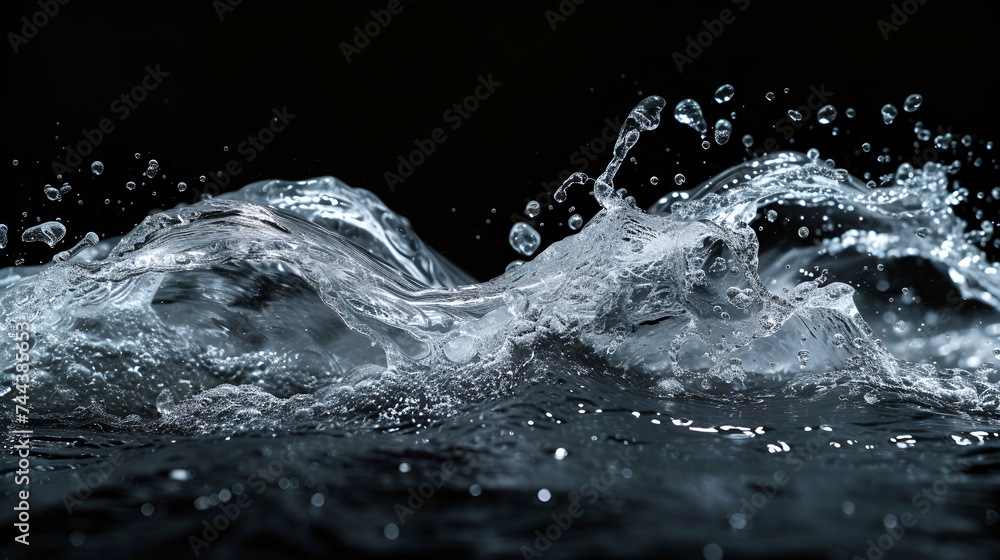 Dynamic Wave of Clear Water Flowing Gracefully, Aquatic Flowing Motion Background, Freshwater Stream or River, Liquid Flow Concept, Nature and Environment, Generative AI

 - obrazy, fototapety, plakaty 