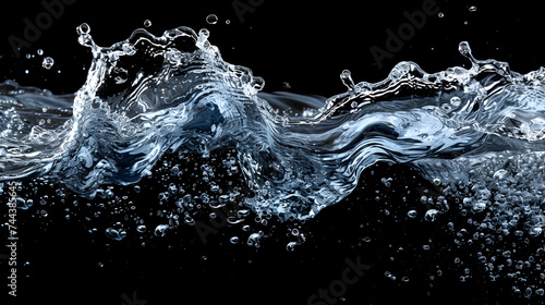 Dynamic Wave of Clear Water Flowing Gracefully, Aquatic Flowing Motion Background, Freshwater Stream or River, Liquid Flow Concept, Nature and Environment, Generative AI