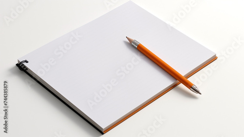 Blank white notepad with a pen